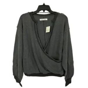 Free People Charcoal Wrap Blouse